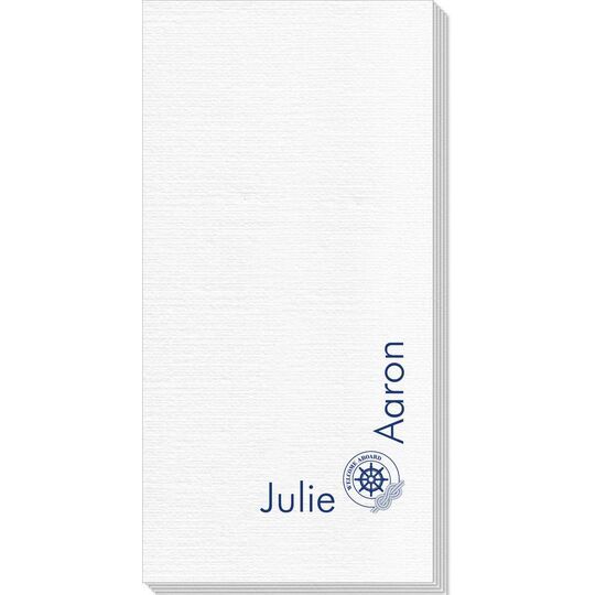 Corner Text with Welcome Aboard Design Deville Guest Towels